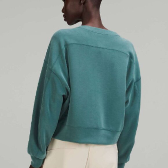 Lululemon Perfectly Oversized Cropped Crew *Softstreme Green Jasper fits M L - Picture 4 of 4